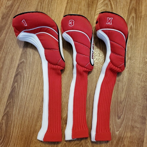 NC State Wolfpack Golf Head Covers 1 3 X 3pk Red White Team Effort Golfer‎ - Picture 1 of 7